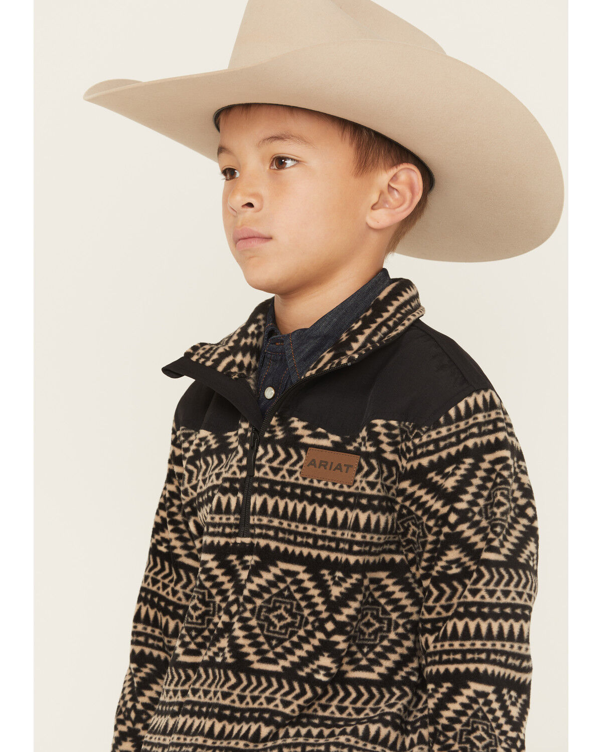 Image #2 - Ariat Boys' Diemond Basis 1/4 Zip Pullover, Black, hi-res