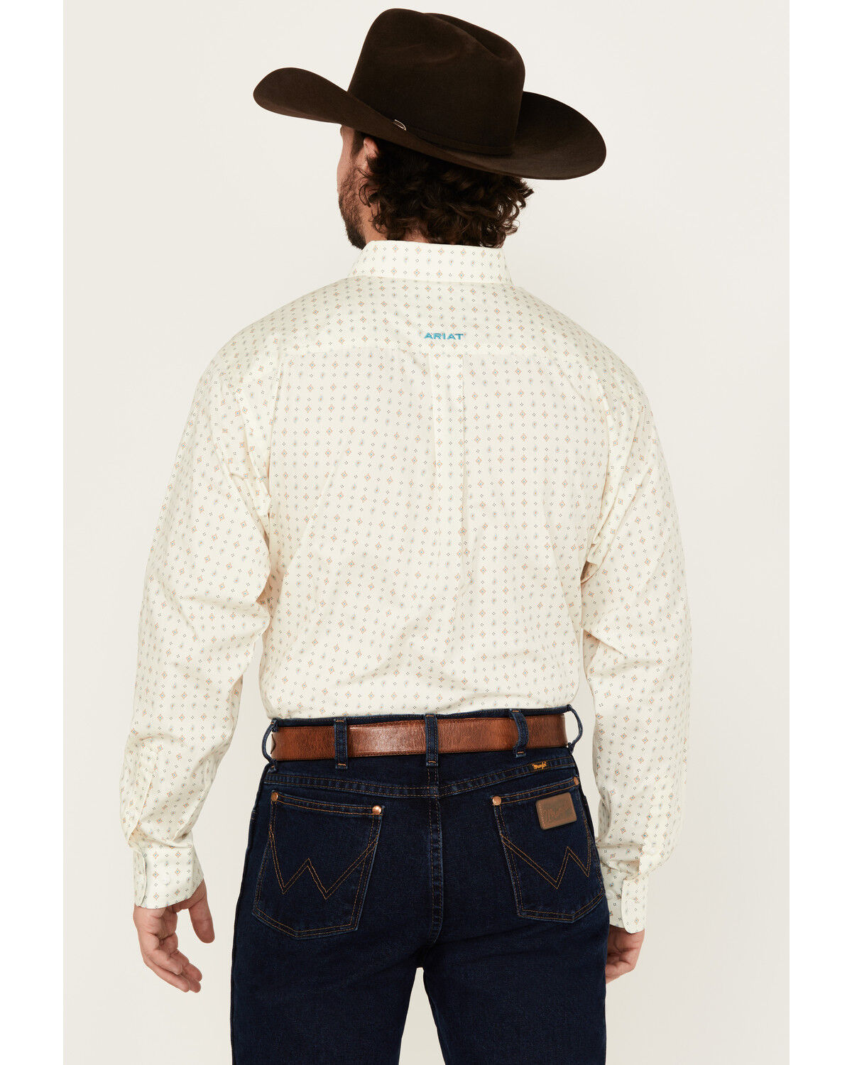 Image #4 - Ariat Men's Wrinkle Free Griffin Geo Print Long Sleeve Button-Down Western Shirt, Cream, hi-res