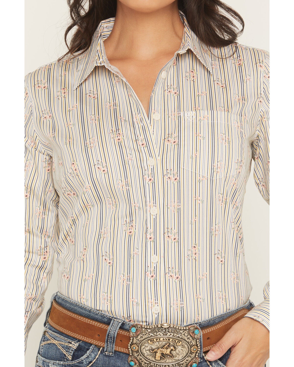 Image #3 - Ariat Women's Kirby Floral Striped Print Long Sleeve Button-Down Stretch Western Shirt, Multi, hi-res