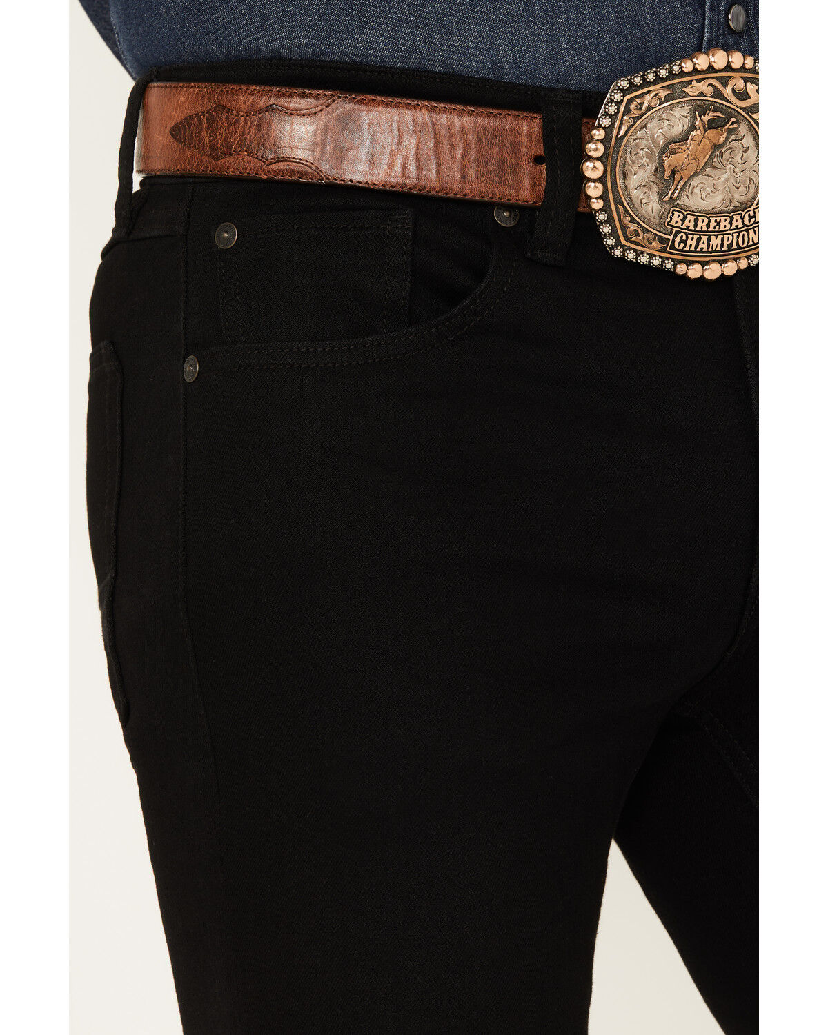 Image #2 - RANK 45® Men's Midnight Wash Ambush Slim Straight Performance Stretch Denim Jeans - Tall, Black, hi-res
