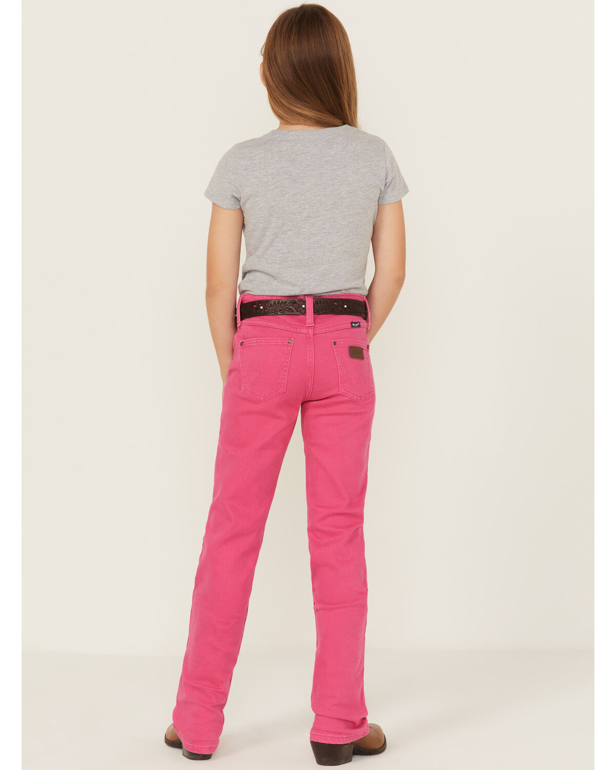 Image #3 - Wrangler Girls' Bootcut Stretch Denim Jeans, Pink, hi-res