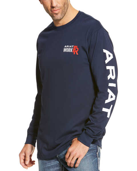 Image #1 - Ariat Men's FR Logo Crew Neck Long Sleeve Shirt - Tall , , hi-res