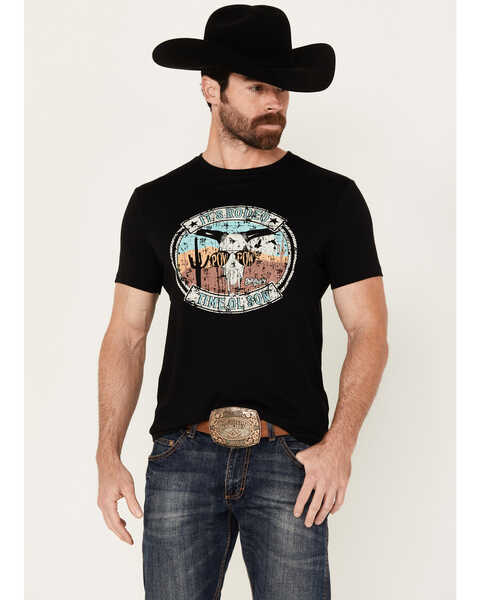 Rock & Roll Denim Men's Dale Brisby It's Rodeo Time Ol' Son Short Sleeve Graphic T-Shirt, Black, hi-res