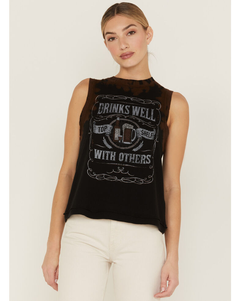 Cleo + Wolf Women's Drinks Well With Others Tie Dye Tank , Black, hi-res