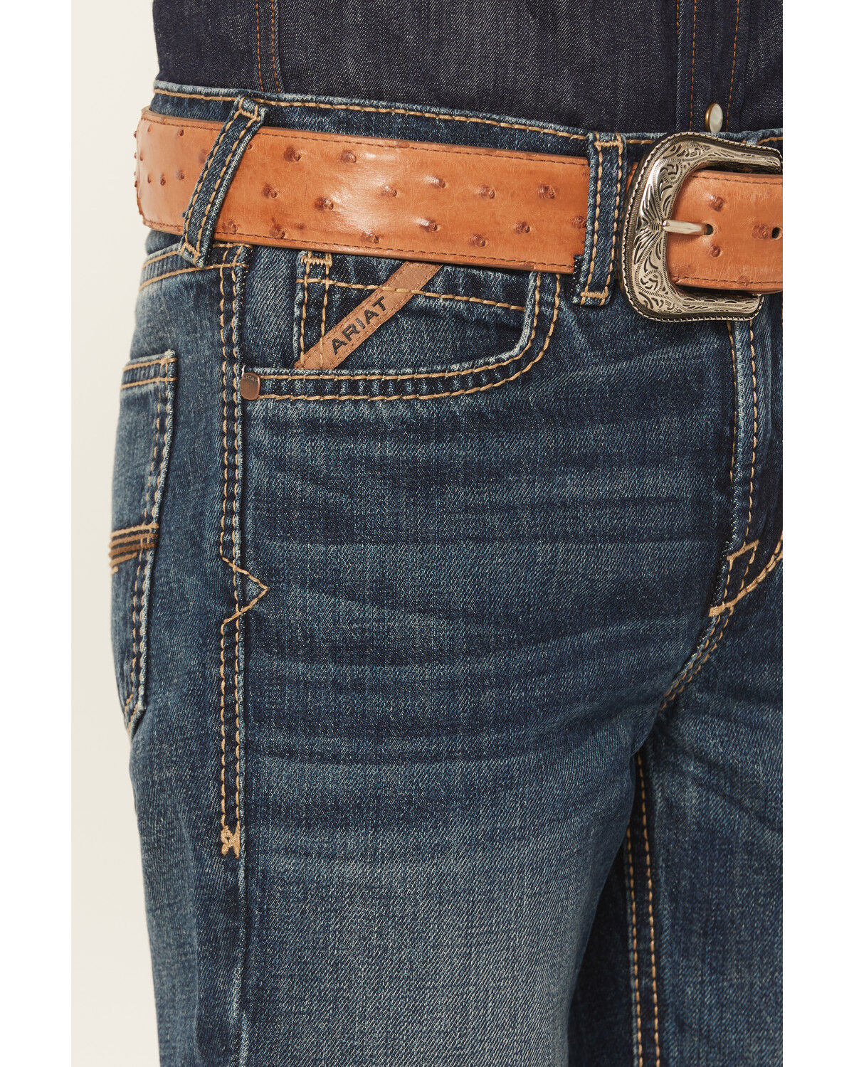 Image #2 - Ariat Boys' B4 Dark Wash Relaxed Bootcut Denim Jeans, Dark Wash, hi-res