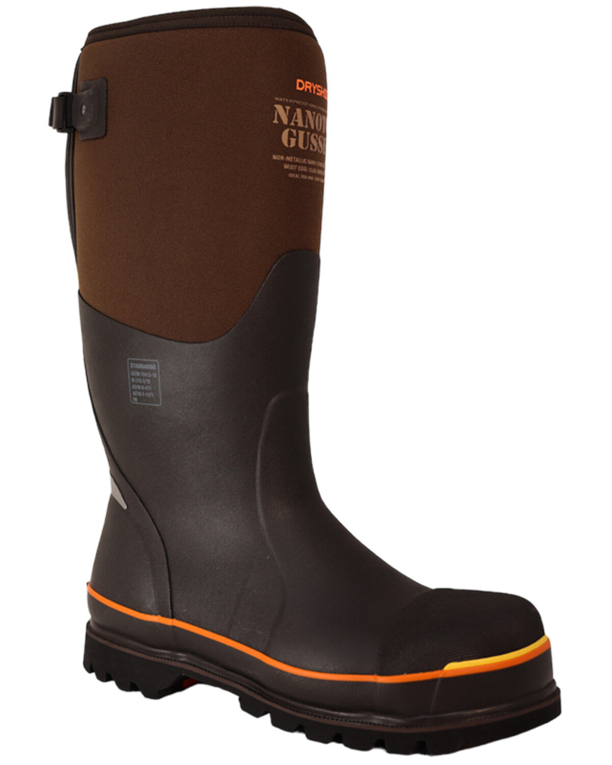 Image #1 - Dryshod Men's Protective Gusset Waterproof Rubber Boots - Nano Toe, Brown, hi-res