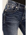 Image #4 - Miss Me Women's Dark Wash Mid Rise Steer Head Pocket 32" Bootcut Stretch Denim Jeans, Dark Wash, hi-res