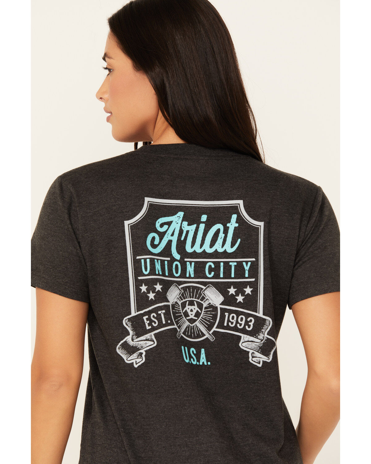 Image #4 - Ariat Women's Rebar Cotton Strong Short Sleeve Work Tee, Charcoal, hi-res