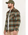 Brixton Men's Bowery Plaid Print Long Sleeve Button-Down Flannel Shirt, Olive, hi-res