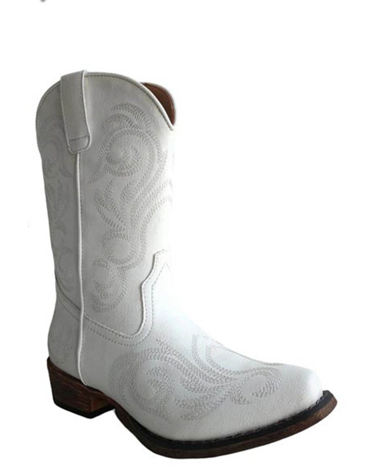 Roper Little Girls' Riley Western Boots - Snip Toe, White, hi-res