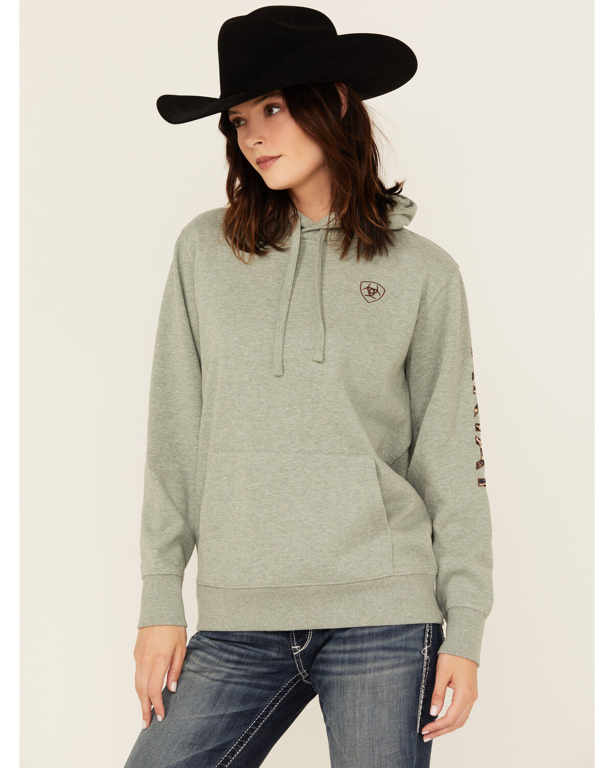 Image #2 - Ariat Women's Boot Barn Exclusive Leopard Print Logo Hoodie, Green, hi-res