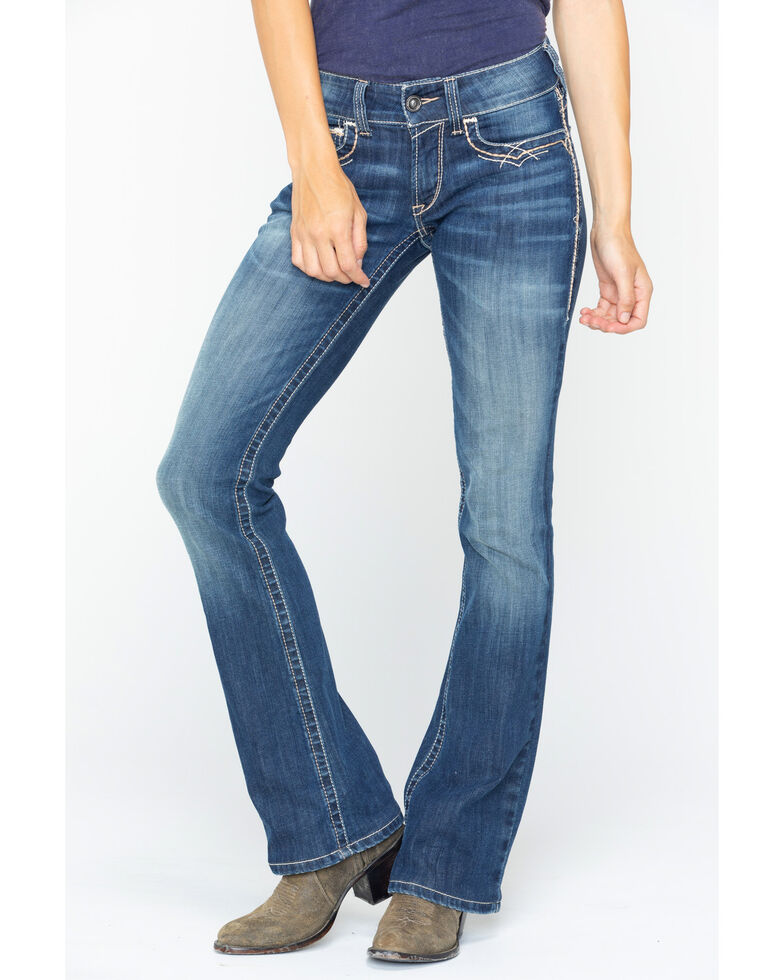 Ariat Women S R E A L Mid Rise Entwined Boot Cut Jeans Boot Barn