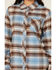 Image #3 - Idyllwind Women's Lane Plaid Print Long Sleeve Snap Flannel Shirt, Light Blue, hi-res