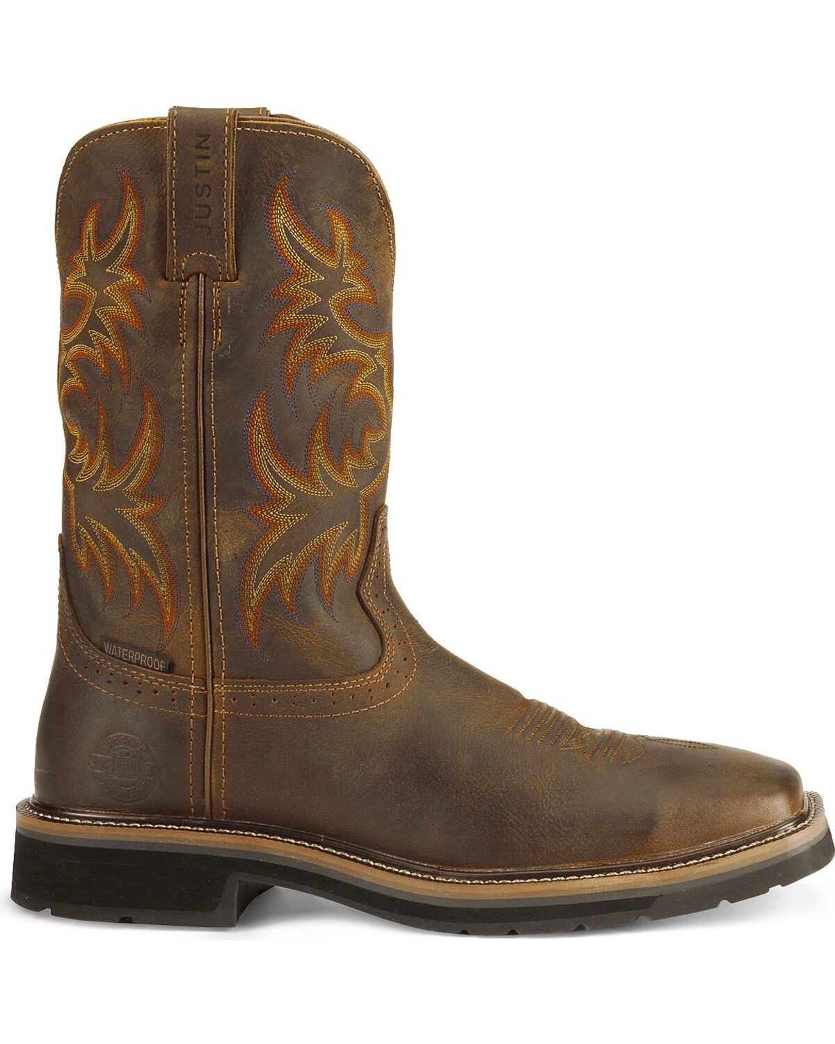 justin men's stampede tan waterproof work boots