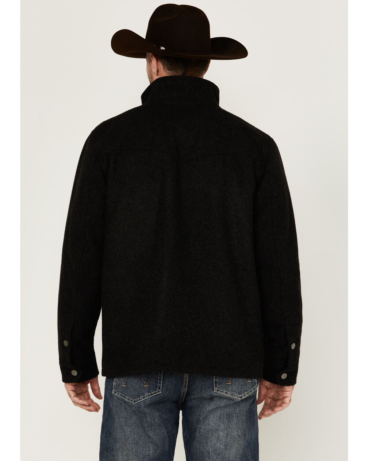 Image #4 - Powder River Outfitters Men's Heather Wool Zip Jacket, Black, hi-res