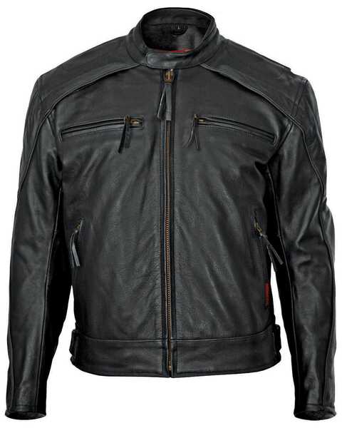 Milwaukee Men's Warrior Leather Motorcycle Jacket, Black, hi-res