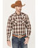 Image #1 - Rodeo Clothing Men's Plaid Print Long Sleeve Snap Western Shirt, Brown, hi-res