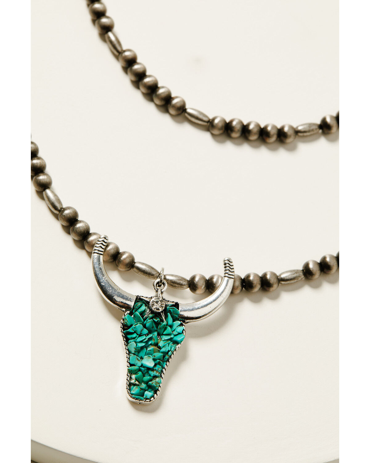Image #2 - Shyanne Women's Navajo Bead and Star Steer Head Necklace, Turquoise, hi-res