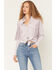 Image #1 - Idyllwind Women's Twinpines Faux Suede Button-Down Tie-Front Top, Lilac, hi-res