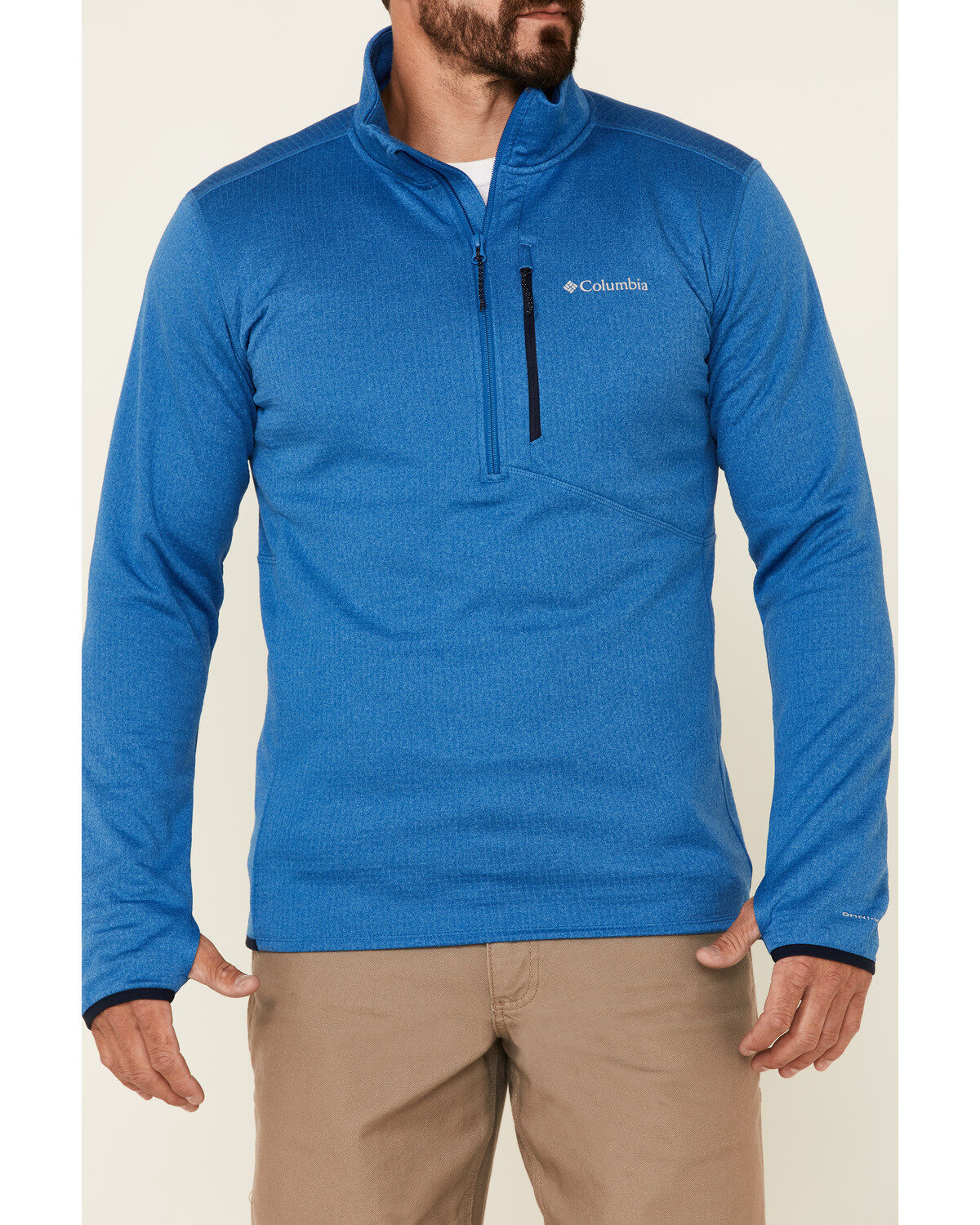 Image #4 - Columbia Men's Heather Indigo Park View 1/2 Zip Fleece Pullover, Blue, hi-res