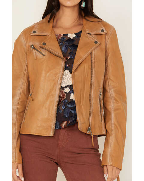 Image #2 - Mauritius Women's Christy Scatter Star Leather Jacket , Tan, hi-res