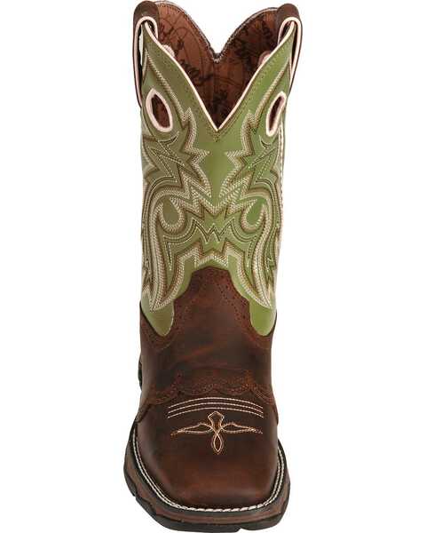 Image #4 - Durango Lady Rebel Green Saddle Cowgirl Boots - Square Toe, , hi-res
