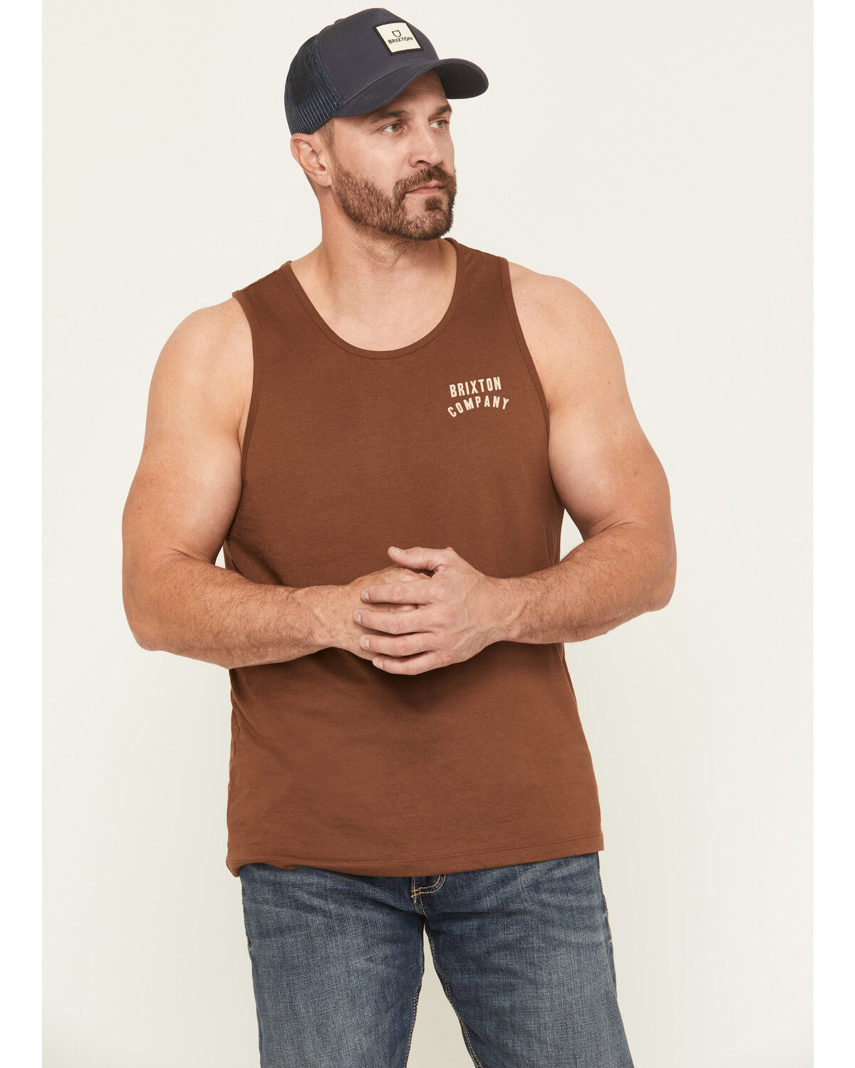Image #2 - Brixton Men's Woodburn Logo Graphic Muscle Tank, Blue, hi-res