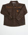 Image #1 - Cowboy Hardware Toddler Boys' Geo Print Long Sleeve Snap Stretch Western Shirt, Brown, hi-res