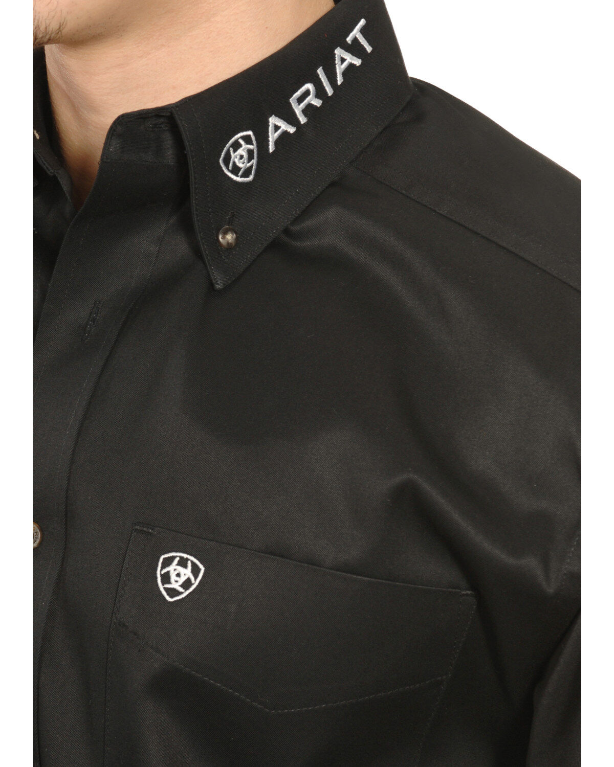Image #4 - Ariat Men's Long Sleeve Logo Long Sleeve Western Shirt, Black, hi-res