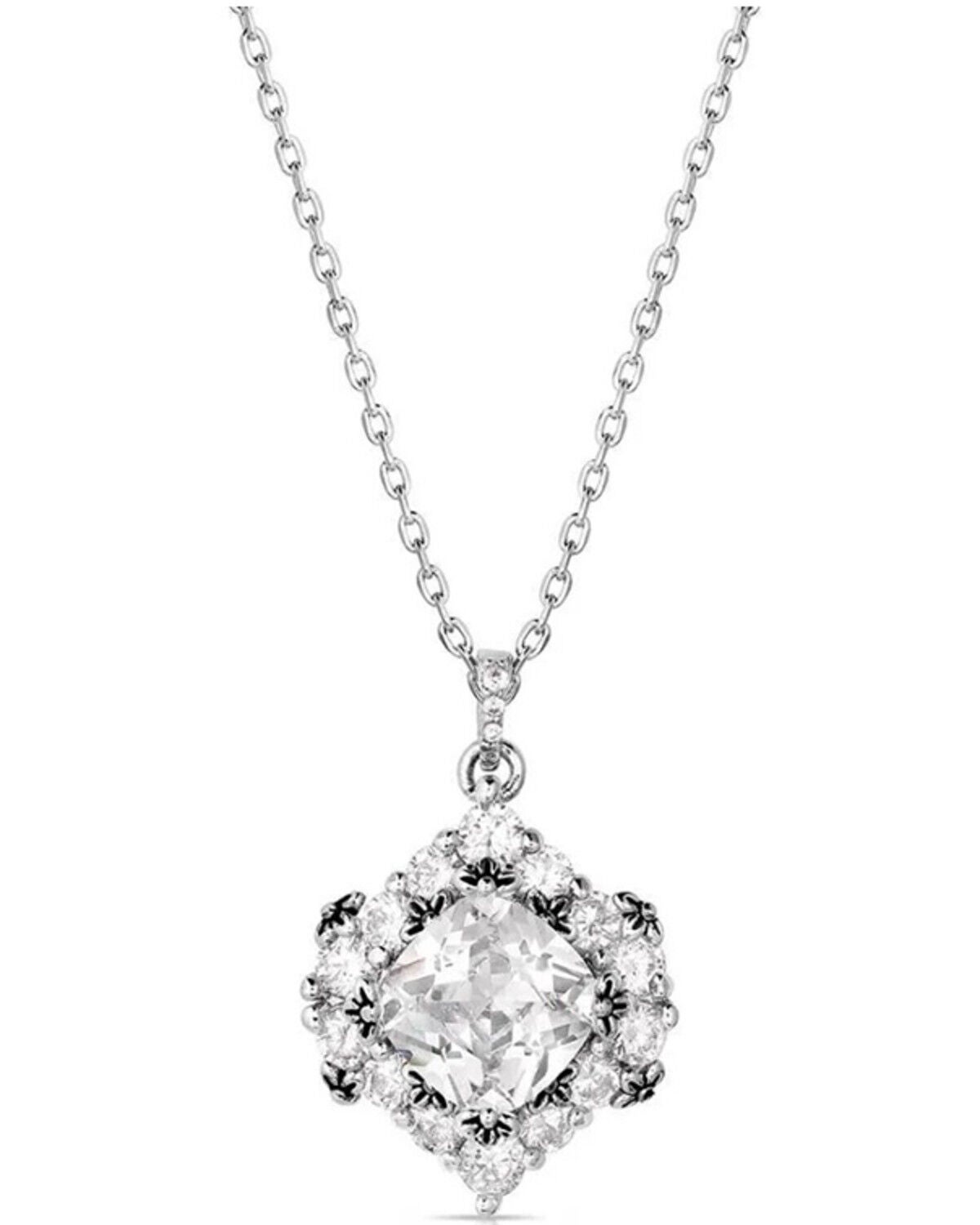 Montana Silversmiths Women's Refined Light Crystal Necklace, Silver, hi-res