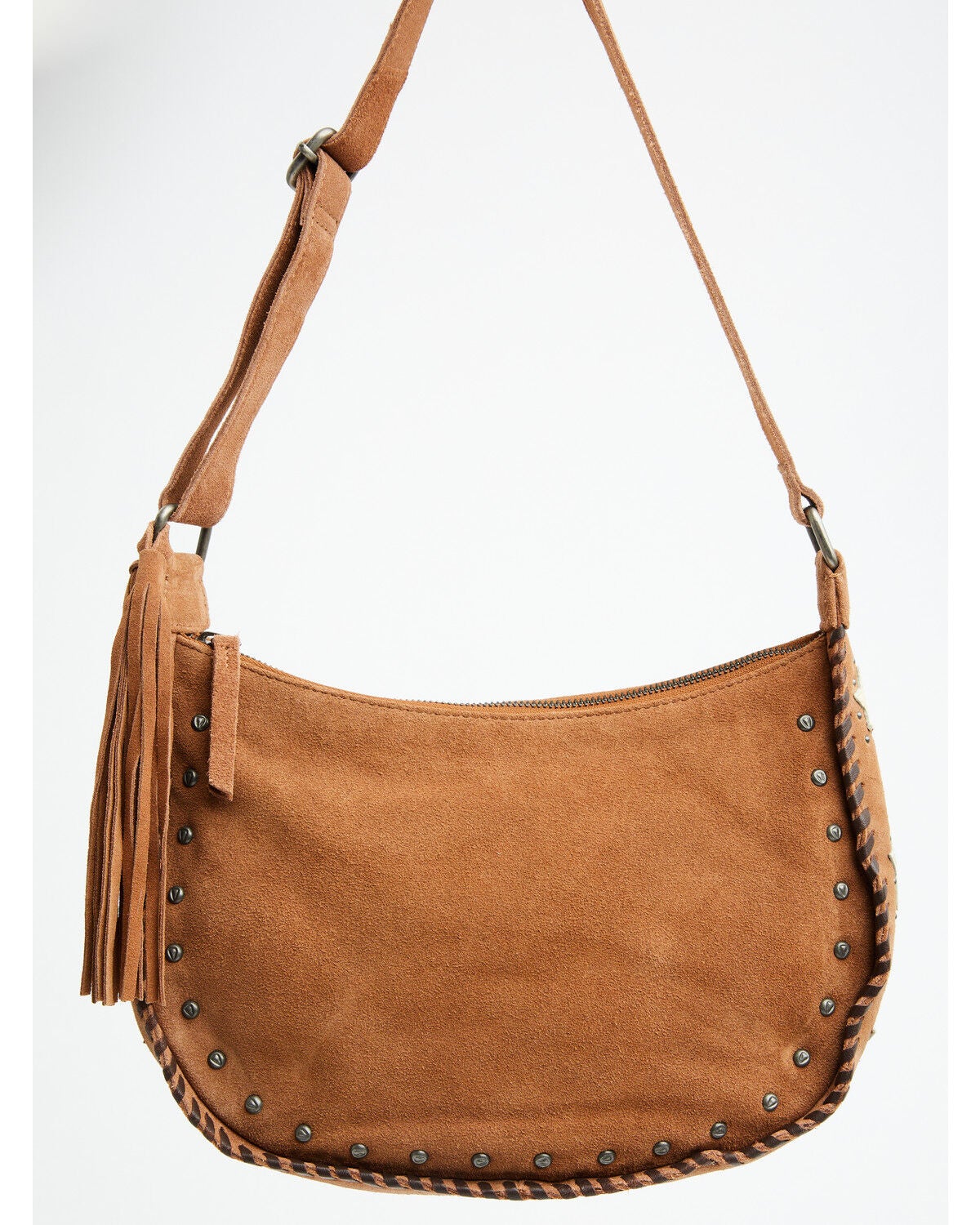 Image #1 - Idyllwind Women's Sabre Star Suede Shoulder Bag, Brown, hi-res