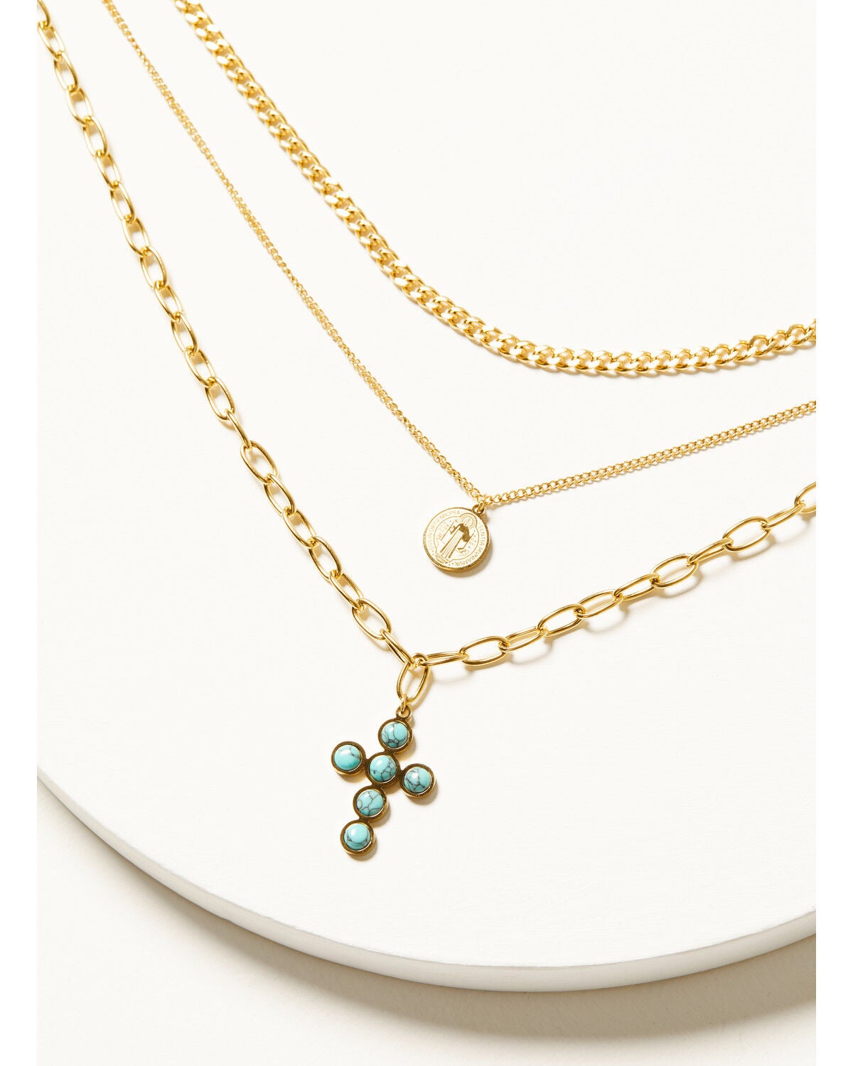 Shyanne Women's Coin Cross Layered Necklace, Gold, hi-res