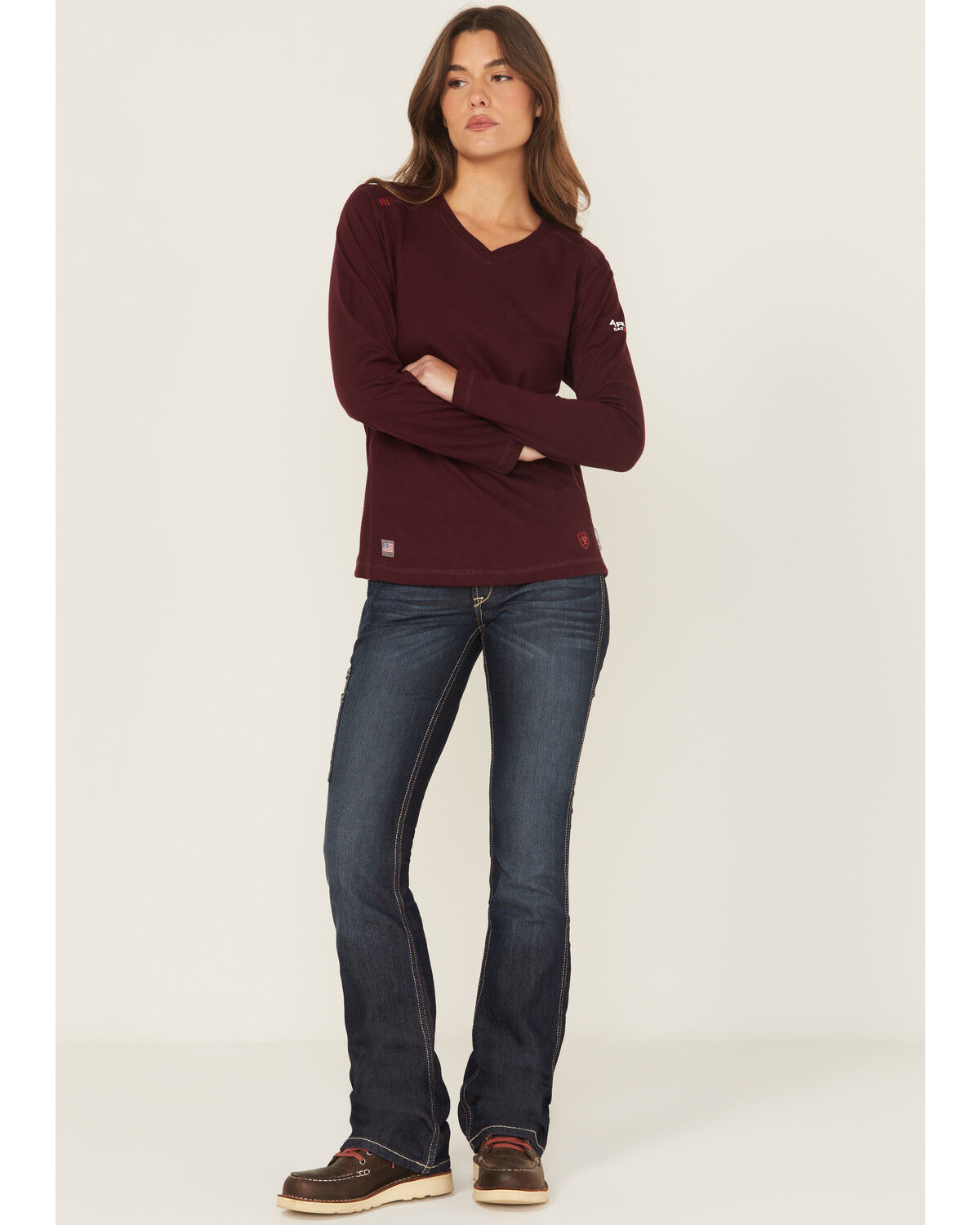 Image #1 - Ariat Women's Rebar Mid Rise Durastretch Riveter Work Bootcut Jeans, Blue, hi-res