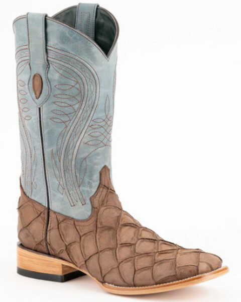 Image #1 - Ferrini Men's Bronco Pirarucu Print Western Boots - Square Toe , Brown, hi-res