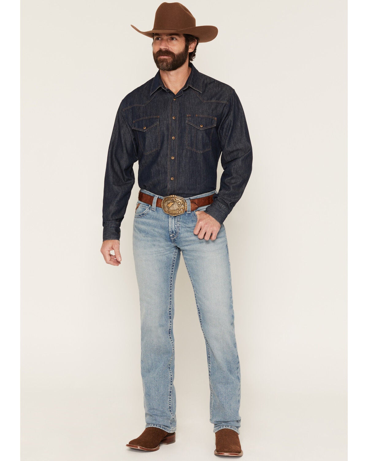 Ariat Men's M7 Light Wash Slim Straight Stretch Denim Jeans, Light Wash, hi-res