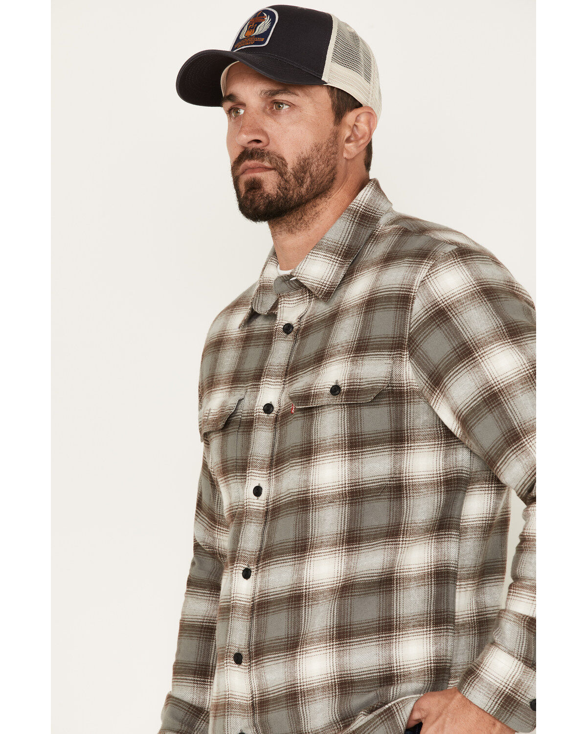 Image #2 - Levi's Men's Classic Worker Plaid Long Sleeve Button-Down Flannel Shirt, Grey, hi-res