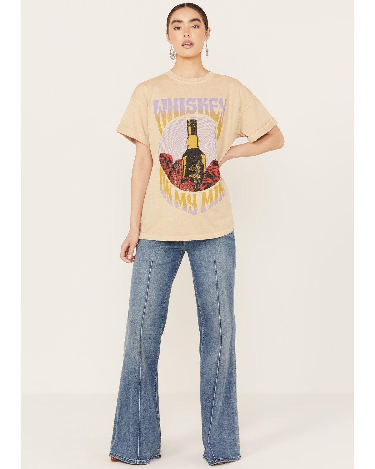Girl Dangerous Women's Whiskey On My Mind Relaxed Fit Graphic Tee, Sand, hi-res