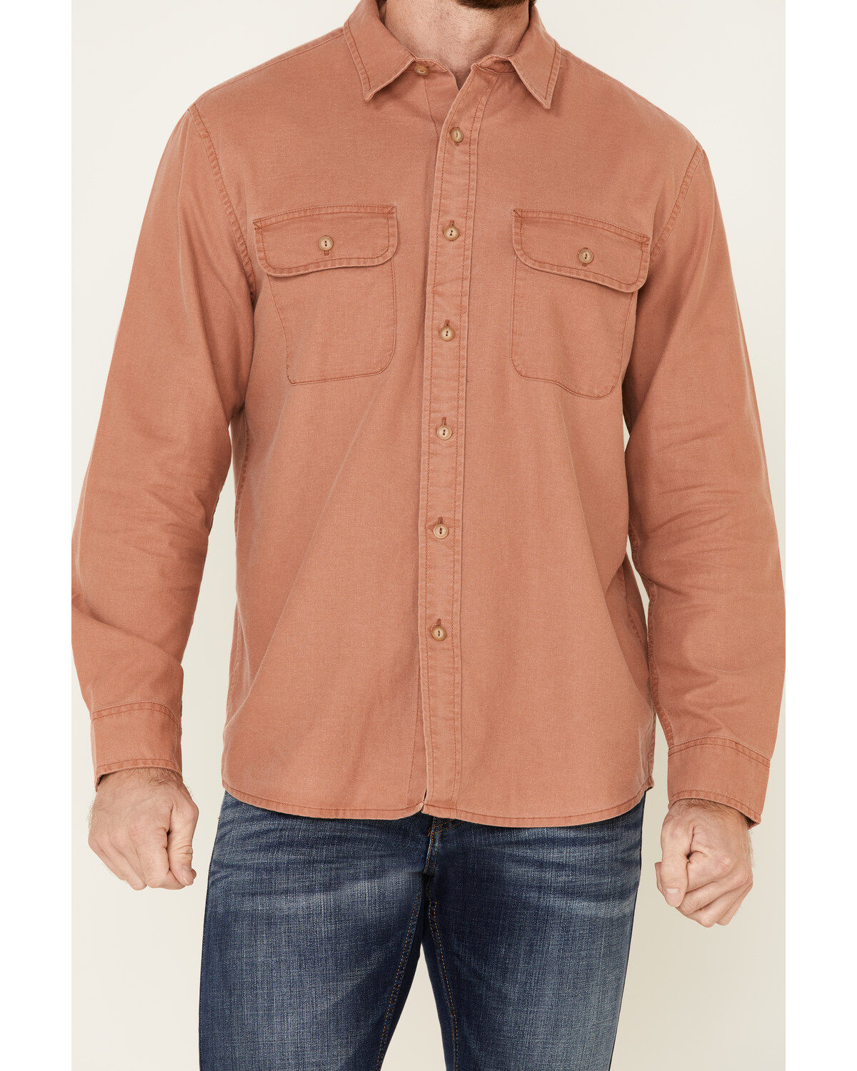 Image #3 - Pendleton Men's Rust Beach Shack Solid Long Sleeve Western Shirt, Rust Copper, hi-res