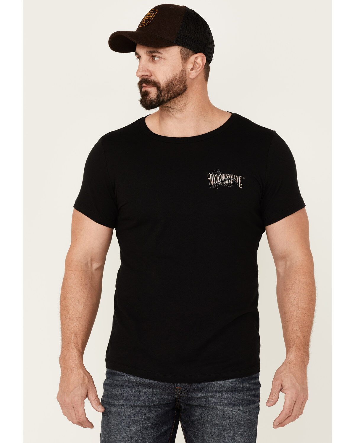 Image #1 - Moonshine Spirit Men's Acoustic Guitar Flag Graphic Short Sleeve T-Shirt, Black, hi-res