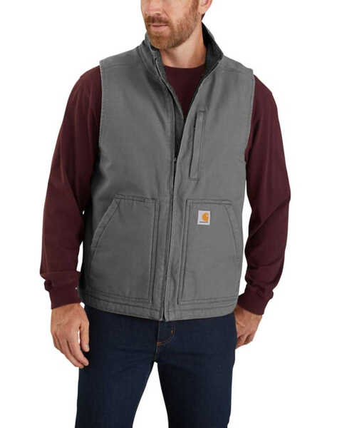 Image #1 - Carhartt Men's Gravel Washed Duck Sherpa Lined Mock Neck Work Vest , , hi-res