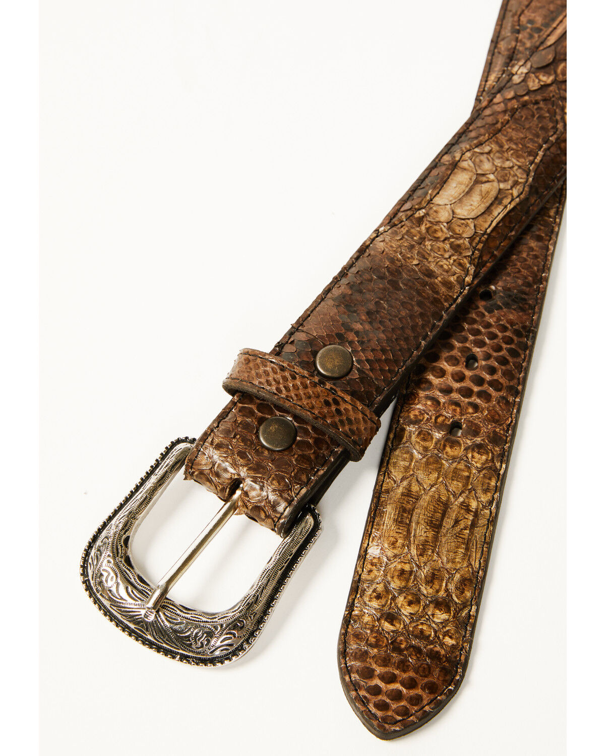 Image #2 - Cody James Men's Exotic Python Belly Belt, Brown, hi-res