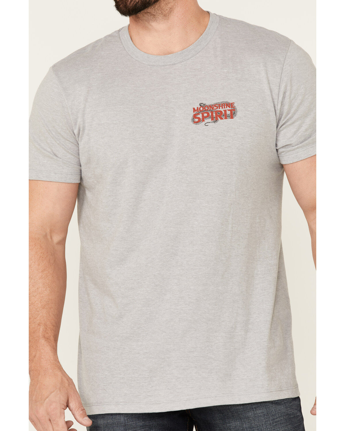 Image #3 - Moonshine Spirit Men's Gray Floral Snake Graphic Short Sleeve T-Shirt, Heather Grey, hi-res