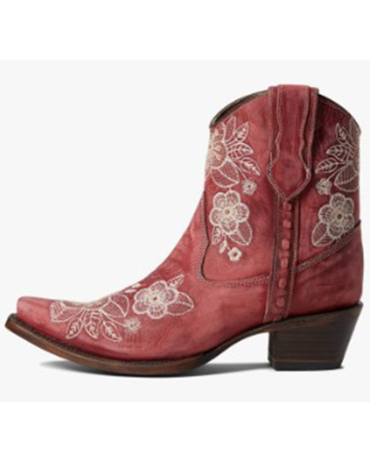 Product Name:  Corral Women's Flowered Embroidery Ankle Western Booties - Snip Toe