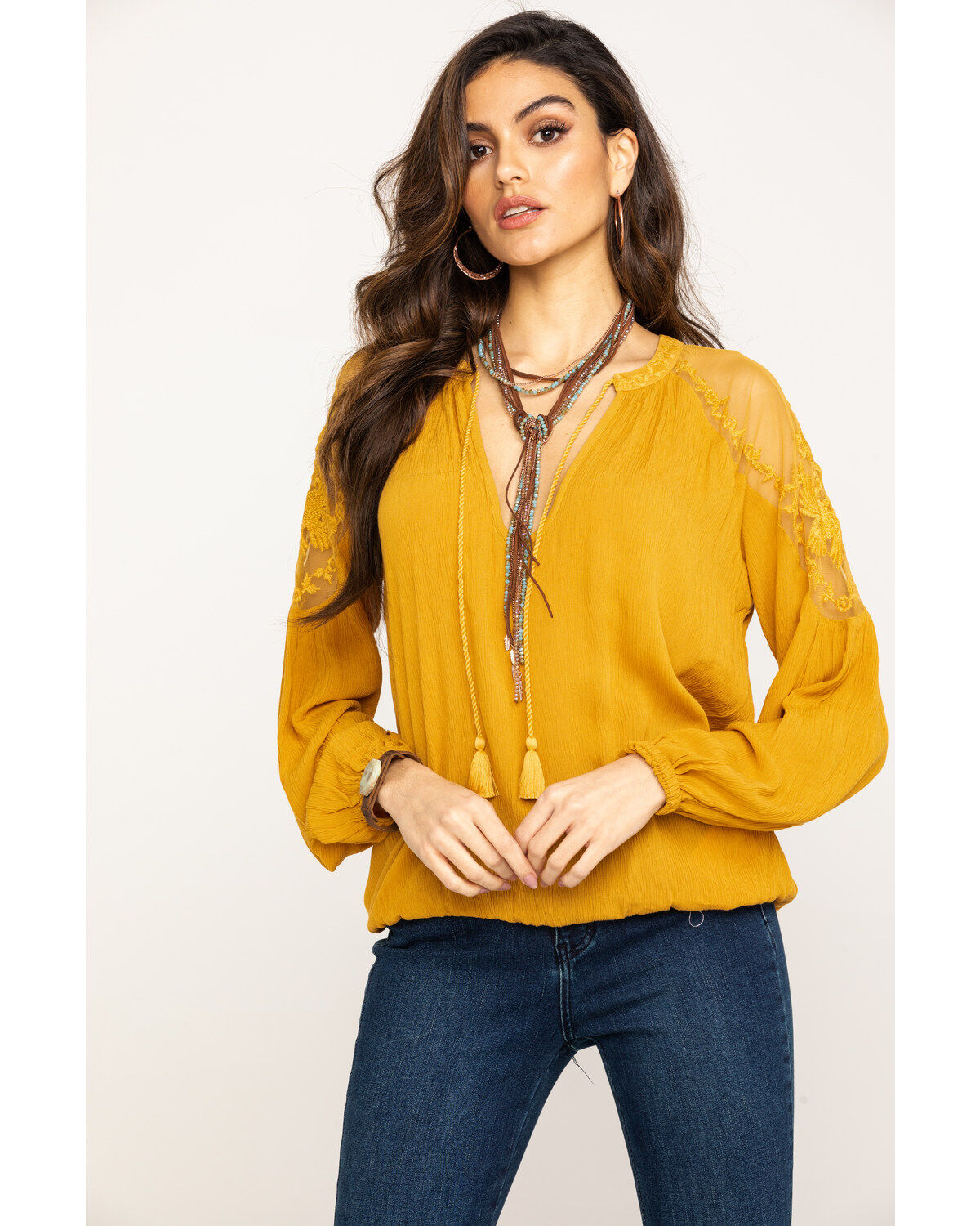 Image #1 - Shyanne Women's Solid Lace Peasant Top, , hi-res