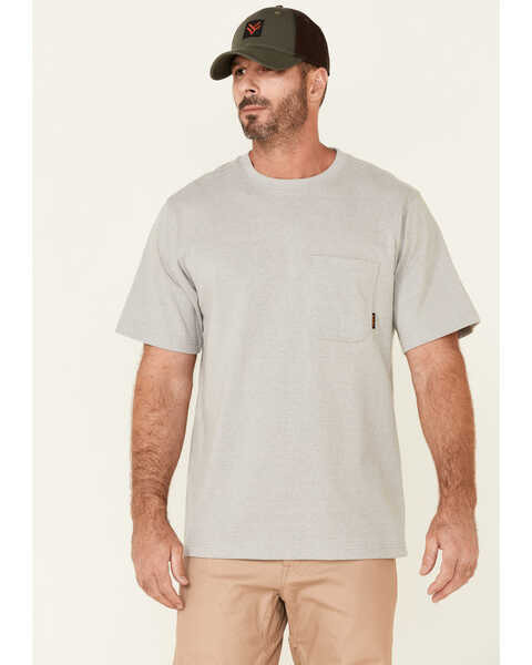 Hawx Men's Solid Light Gray Forge Short Sleeve Work Pocket T-Shirt , Light Grey, hi-res