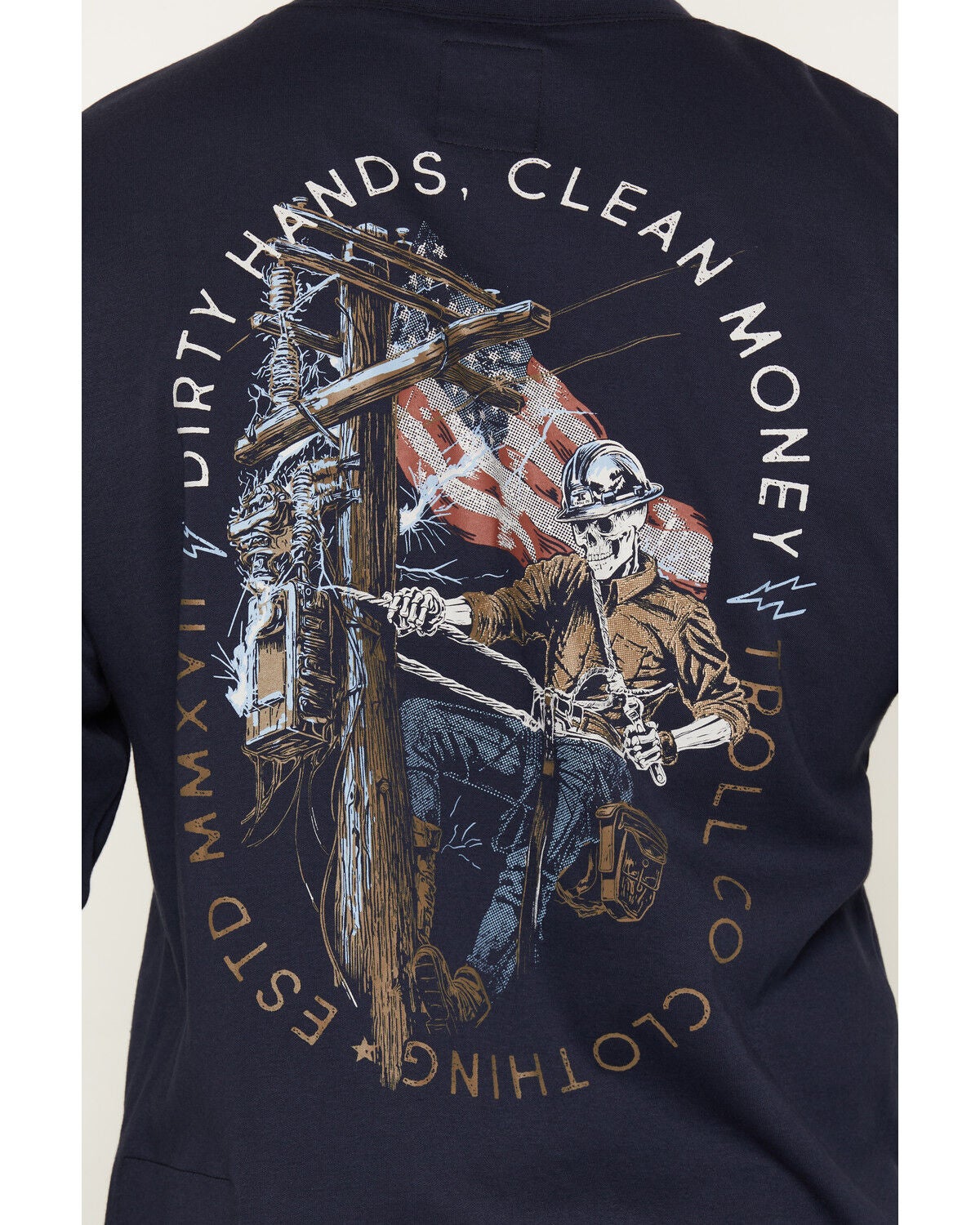 Image #4 - Troll Co Men's FR Lineman Long Sleeve Graphic Work T-Shirt, Navy, hi-res