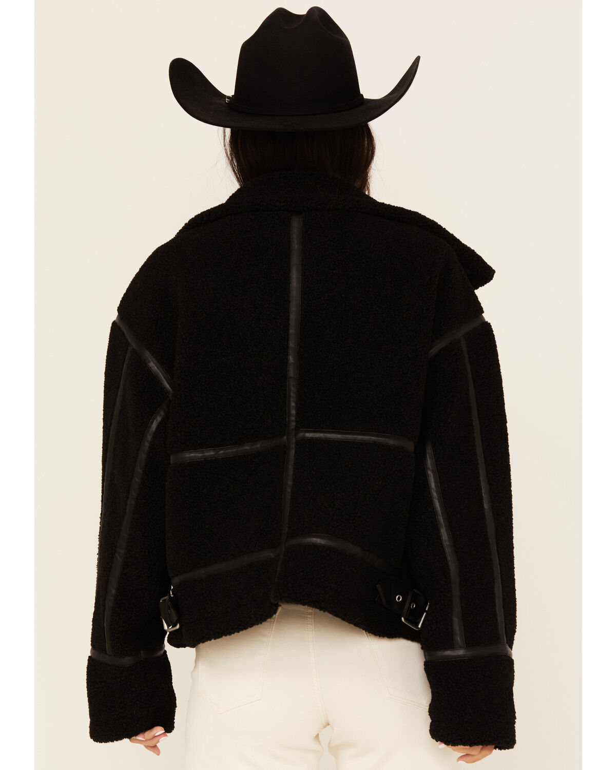 Image #4 - Revel Women's Sherpa Trim Moto Jacket, Black, hi-res