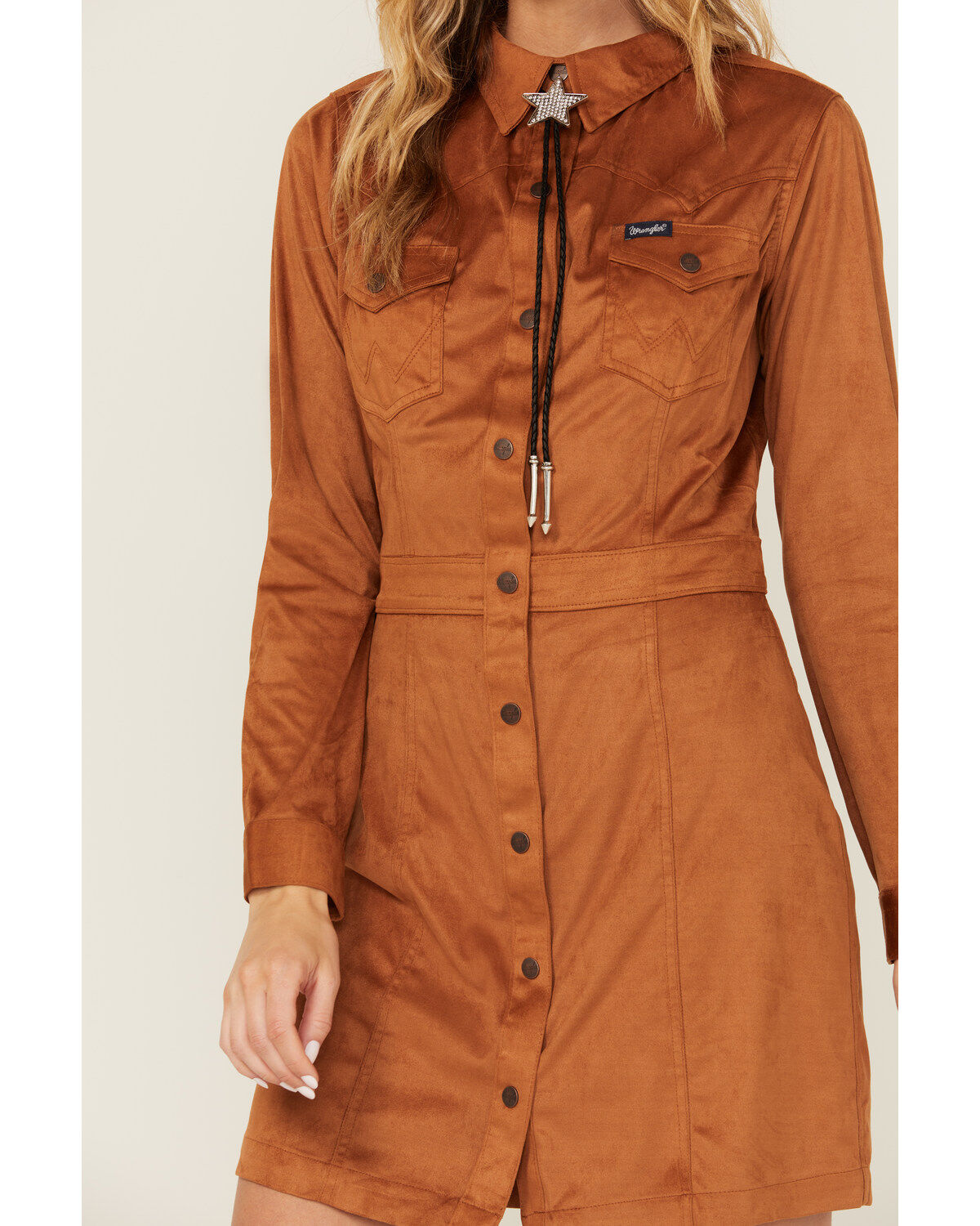 Image #3 - Wrangler Retro Women's Suede Long Sleeve Mini Dress, Brown, hi-res
