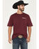 Image #2 - RANK 45® Men's Half Steer Skull Logo Short Sleeve Graphic T-Shirt, Burgundy, hi-res