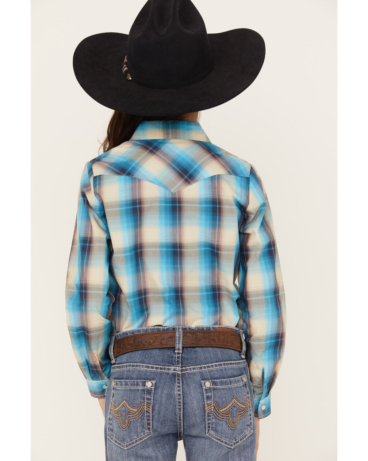 Image #4 - Roper Girls' Plaid Print Long Sleeve Pearl Snap Western Shirt, , hi-res